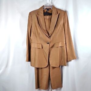 Linda Allard Ellen Tracy Tan Women's Blazer and Pants Set Size 14